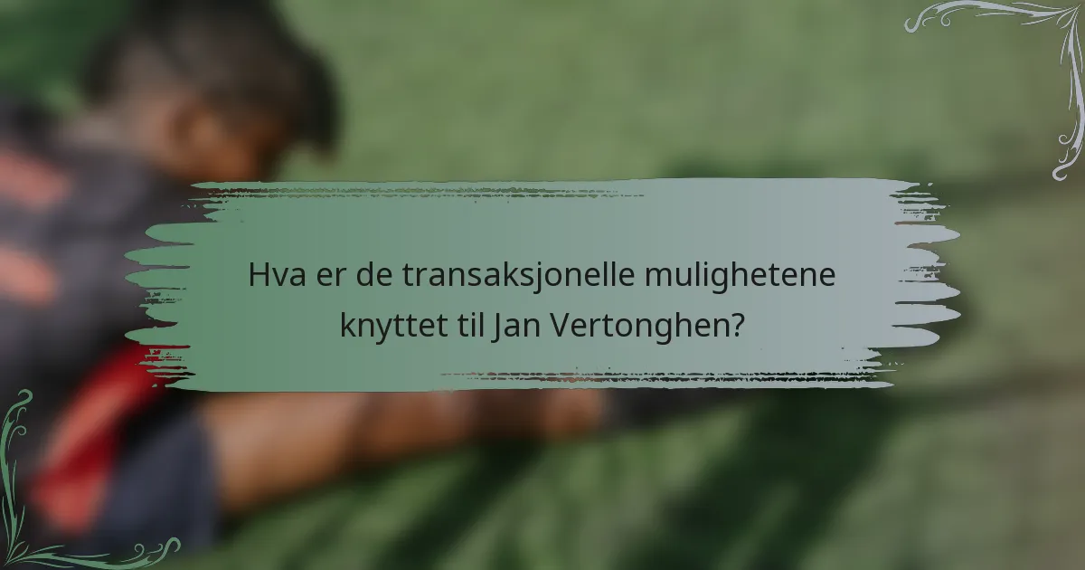 Hva er de transaksjonelle mulighetene knyttet til Jan Vertonghen?