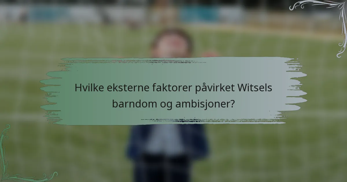 Hvilke eksterne faktorer påvirket Witsels barndom og ambisjoner?